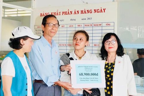 Hội Bảo trợ bệnh nhân nghèo tỉnh Gia Lai trao kinh phí hỗ trợ bệnh nhi khó khăn tại Pleiku