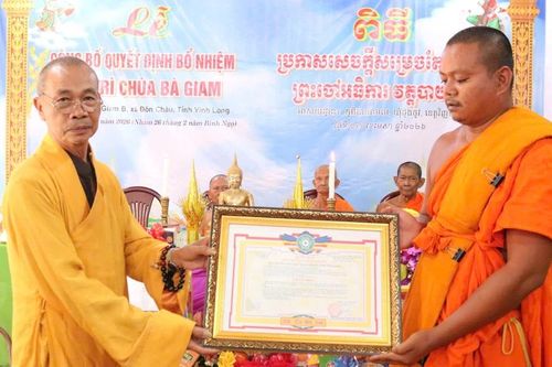 Vĩnh Long: Bổ nhiệm Đại đức Chandasubho Thạch Ngọc làm trụ trì chùa Bà Giam