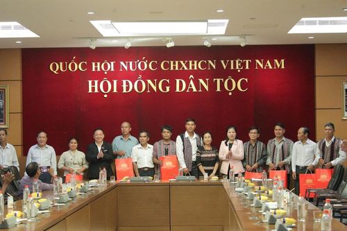 Phó Chủ tịch Hội đồng Dân tộc Đinh Thị Phương Lan tiếp Đoàn đại biểu người có uy tín tỉnh Quảng Ngãi
