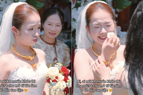 Clip cô dâu cố nín khóc bằng mẹo chu mỏ khiến ai xem cũng bật cười