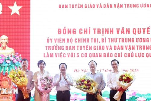Trưởng Ban Tuyên giáo và Dân vận TW làm việc với 5 cơ quan báo chí chủ lực Quốc gia