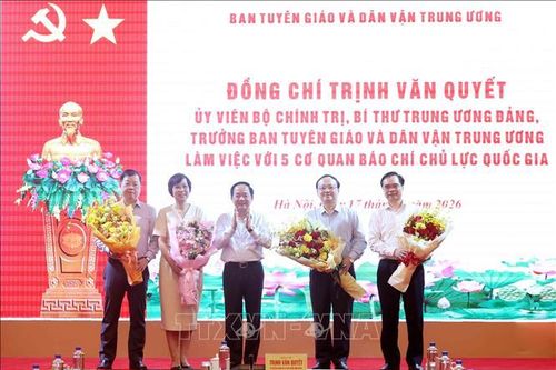 Trưởng Ban Tuyên giáo và Dân vận Trung ương làm việc với 5 cơ quan báo chí chủ lực quốc gia