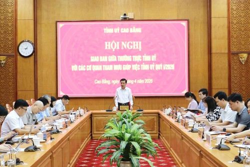 Giao ban giữa Thường trực Tỉnh ủy với các cơ quan tham mưu giúp việc quý I/2026