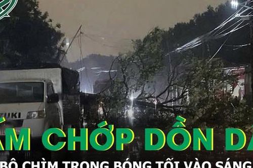 Bắc Bộ chìm trong bóng tối vào sáng 17/4, sấm chớp dồn dập, mưa xối xả