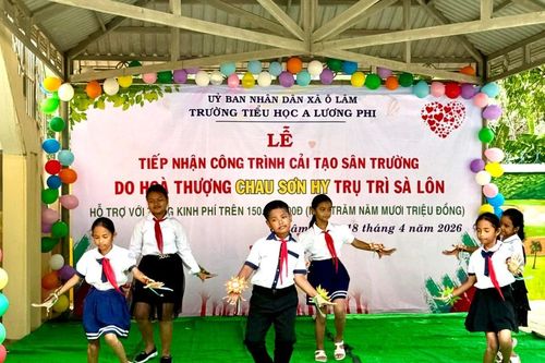 Trường học ở An Giang tiếp nhận công trình cải tạo sân trường xanh - sạch - đẹp