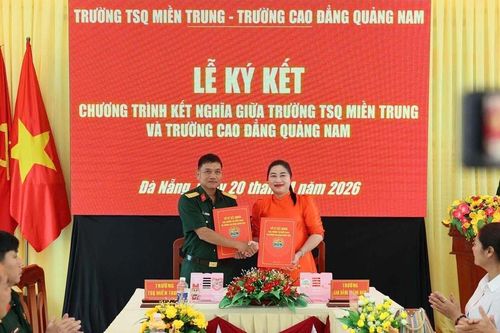Trường Cao đẳng Quảng Nam và Trường Thiếu sinh quân miền Trung kết nghĩa hỗ trợ đào tạo nguồn nhân lực