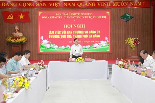 Đoàn Kiểm tra, giám sát số 12 của Bộ Chính trị làm việc với Ban Thường vụ Đảng ủy phường Sơn Trà