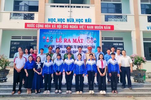 Ra mắt mô hình Cổng trường tự quản đảm bảo an ninh trật tự, an toàn giao thông tại xã Cửu An