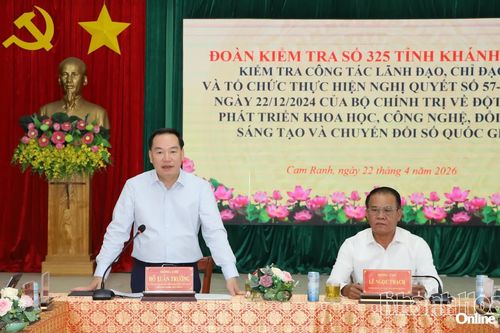 Đoàn kiểm tra 325 của Ban Thường vụ Tỉnh ủy Khánh Hòa kiểm tra công tác lãnh đạo, chỉ đạo và tổ chức thực hiện Nghị quyết số 57 của Bộ Chính trị tại phường Cam Ranh