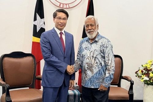 Đại biện Phạm Bình Đàm chào xã giao Thủ tướng Timor-Leste Xanana Gusmão