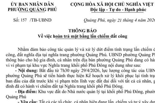 Phường Quảng Phú yêu cầu hoàn trả mặt bằng lấn chiếm đất nghĩa trang