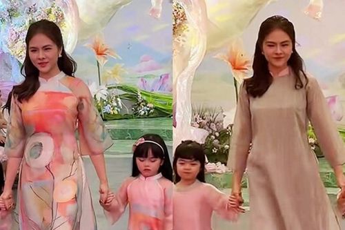 Cặp song sinh nhà Vân Trang gây ấn tượng khi lần đầu trình diễn thời trang