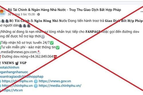 Cảnh báo trang facebook giả mạo Bộ Tài chính hỗ trợ lấy lại tiền bị lừa