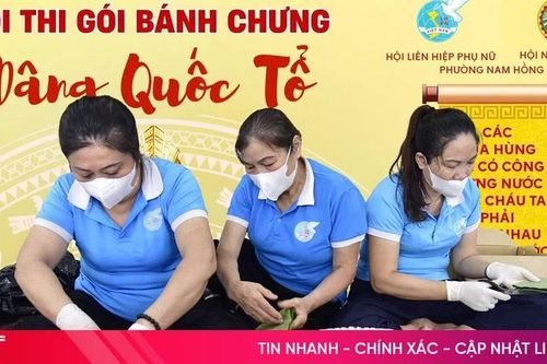 Rộn ràng hội thi gói bánh chưng dâng Quốc Tổ