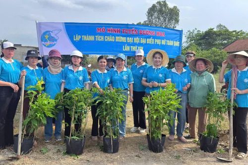 Hội Liên hiệp Phụ nữ xã Diên Thọ ra quân thực hiện mô hình 'Tuyến đường hoa'