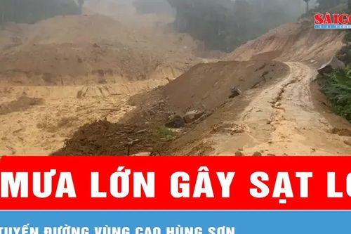 Mưa lớn gây sạt lở tuyến đường vùng cao Hùng Sơn