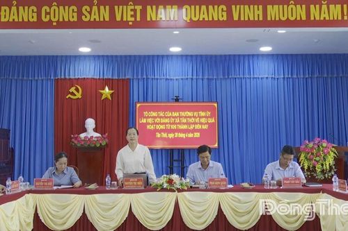 Đoàn Công tác số 383 của Ban Thường vụ Tỉnh ủy làm việc với Ban Thường vụ Đảng ủy xã Tân Thới
