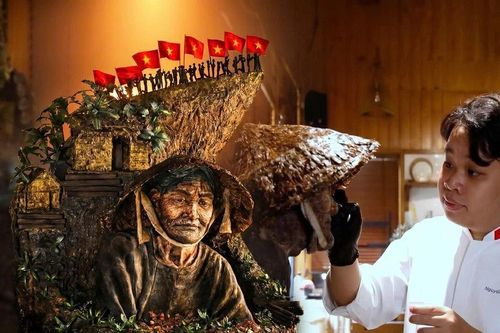 Chiêm ngưỡng chiếc bánh nghệ thuật cao hơn 1m tái hiện ký ức ngày thống nhất đất nước 30/4