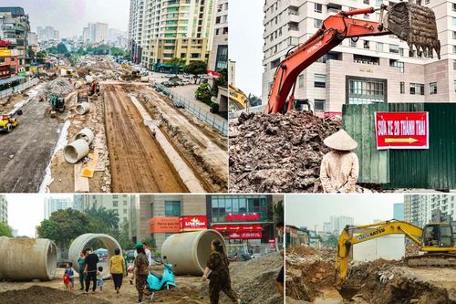 Hình ảnh mới nhất về 'đại công trường' Vành đai 2,5 đoạn Cầu Giấy thi công theo lệnh khẩn cấp