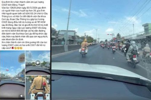 Cảnh sát giao thông hỗ trợ bệnh nhân cấp cứu an toàn