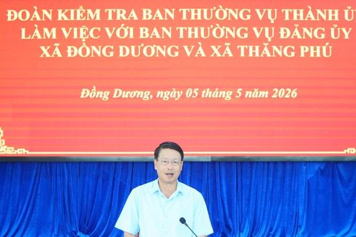 Đoàn kiểm tra Ban Thường vụ Thành ủy làm việc với xã Đồng Dương và xã Thăng Phú
