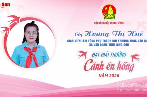 Lạng Sơn có 2 tổng phụ trách đội được nhận giải thưởng 'Cánh én hồng' năm 2026