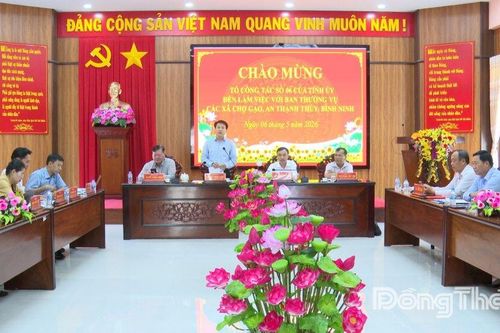 Tổ Công tác số 06 của Tỉnh ủy làm việc với Ban thường vụ Đảng ủy các xã Chợ Gạo, An Thạnh Thủy và Bình Ninh