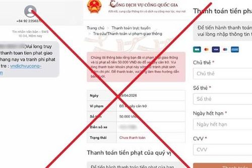 Cảnh báo chiêu lừa 'phạt nguội 50.000 VND' qua website giả mạo dịch vụ công