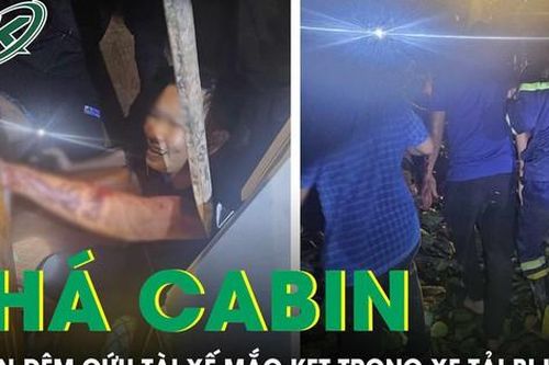 Hàng chục chiến sĩ công an xuyên đêm phá cabin cứu tài xế bị mắc kẹt trong chiếc xe bị lật