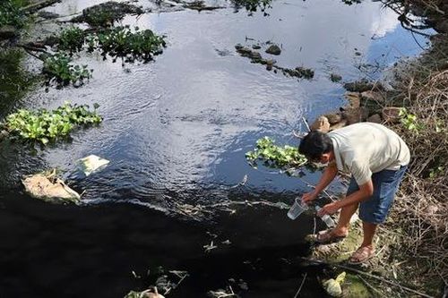 Quảng Ngãi: Dòng kênh thủy lợi đổi màu nước đen, bốc mùi hôi nồng nặc