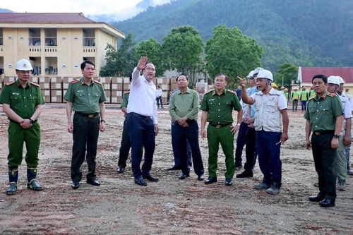 Đoàn Công tác Bộ Công an và Tỉnh ủy Lai Châu kiểm tra tiến độ xây dựng Trường Phổ thông Nội trú TH&THCS xã Pa Tần