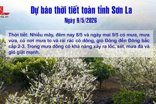 Dự báo thời tiết toàn tỉnh Sơn La ngày 9/5/2026