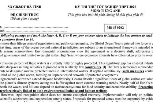 Đề thi thử tốt nghiệp trung học phổ thông năm 2026 môn Tiếng Anh của Hà Tĩnh
