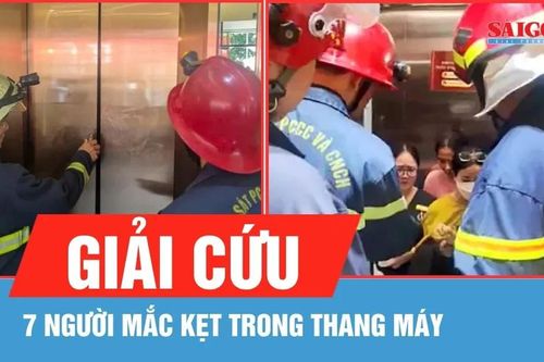 TPHCM: Giải cứu 7 người mắc kẹt trong thang máy