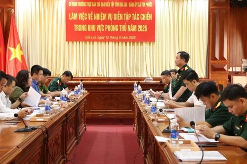 Bộ Chỉ huy Quân sự tỉnh Gia Lai làm việc với Đảng ủy xã Tuy Phước về nhiệm vụ diễn tập