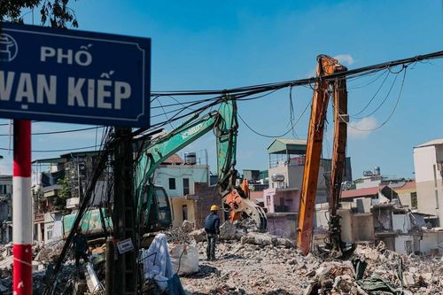 Cận cảnh phố Vạn Kiếp - giải phóng mặt bằng phục vụ dự án cầu Trần Hưng Đạo