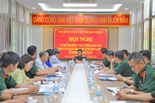 Bộ Chỉ huy Quân sự tỉnh Khánh Hòa làm việc với phường Nam Nha Trang về chuẩn bị diễn tập tác chiến