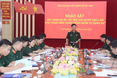Ban chỉ đạo xây dựng Đề án 1496 của Bộ Quốc phòng khảo sát tại tỉnh Thái Nguyên