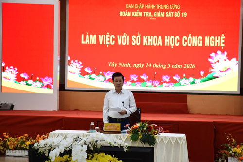 Đoàn kiểm tra, giám sát số 19 của Bộ Chính trị, Ban Bí thư làm việc với Sở Khoa học Công nghệ tỉnh Tây Ninh