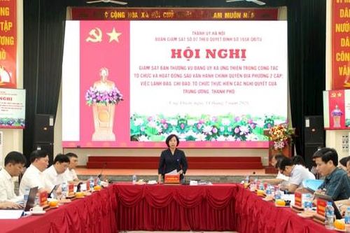 Đoàn giám sát số 07 của Thành ủy Hà Nội làm việc với xã Ứng Thiên về vận hành chính quyền địa phương hai cấp
