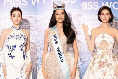 Hoa hậu Tiểu Vy, Bảo Ngọc đọ sắc cùng đương kim Miss World tại buổi họp báo