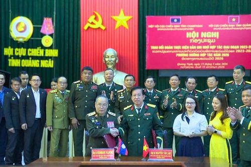 Hội Cựu chiến binh Quảng Ngãi và Champasak tăng cường hợp tác giai đoạn mới