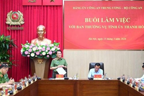 Đảng ủy Công an Trung ương, Bộ Công an làm việc với Ban Thường vụ Tỉnh ủy Thanh Hóa