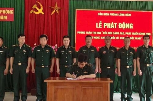 Đồn Biên phòng Lũng Nặm phát động Phong trào thi đua 'Đổi mới sáng tạo, phát triển khoa học, công nghệ, chuyển đổi số, chuyển đổi xanh'