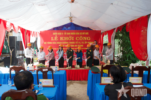 Quân khu 9: Khởi công bê tông hóa tuyến đường nông thôn tại ấp Khánh An