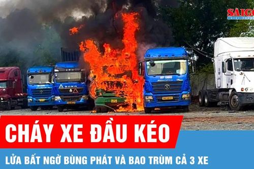 TPHCM: Cháy 3 xe đầu kéo container đang đậu trong bãi