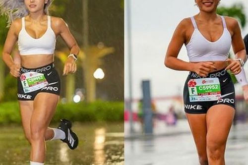 Hot girl làng gym chạy 21km dưới mưa lớn, Hồng Lệ vô địch marathon ở Hải Phòng
