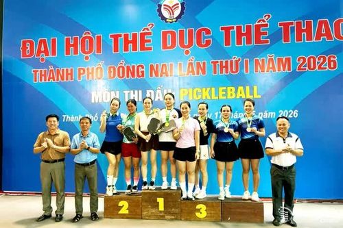 Phường Tam Hiệp giành 3 huy chương vàng Giải pickleball Đại hội Thể dục thể thao thành phố Đồng Nai