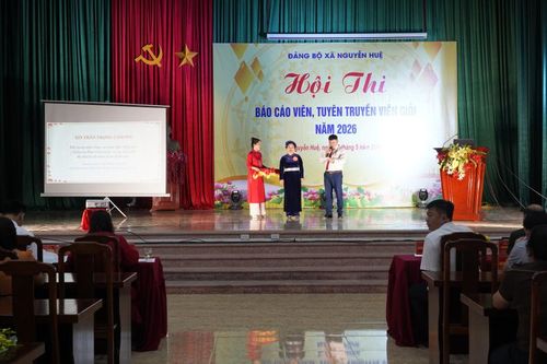 Đảng bộ xã Nguyễn Huệ tổ chức Hội thi Báo cáo viên, tuyên truyền viên giỏi năm 2026