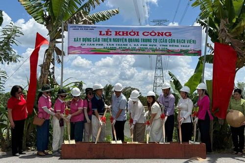 Phú Hựu: Khởi công xây dựng cầu Thiện nguyện Quang Trung 20 nối liền cồn Bạch Viên
